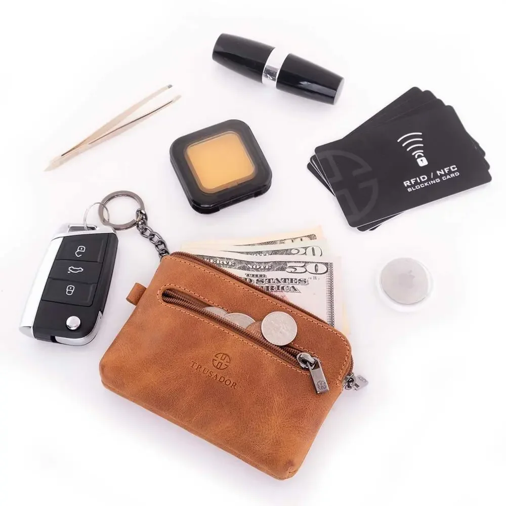 Trusador- Milano Leather Wallet Pouch Purse Zipper Change Bag